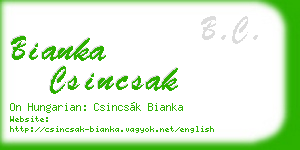 bianka csincsak business card
