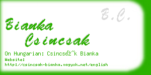bianka csincsak business card